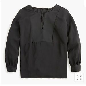 J Crew Black Blouse xs Keyhole V-neck top
